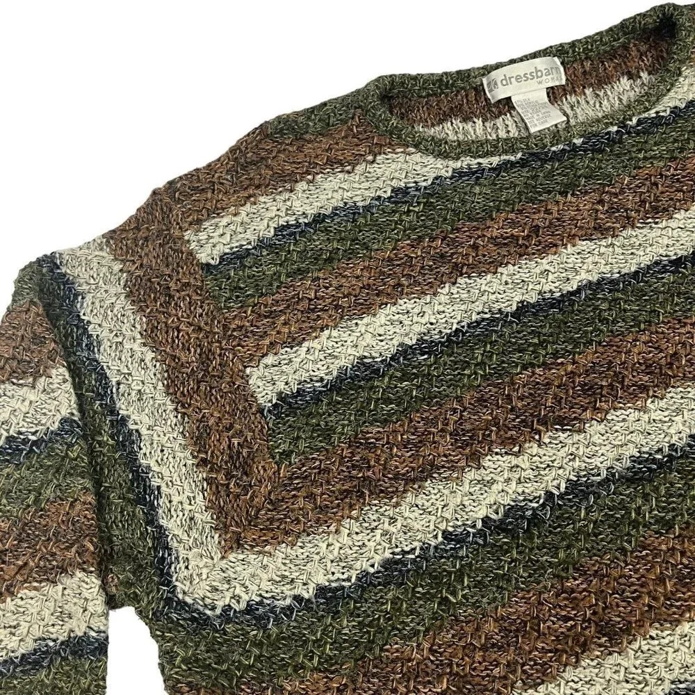Dressbarn Womens Pullover Sweater Brown Stripe Silk Acrylic Size 21/24 - Picture 2 of 9